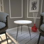 Hanah Home Marmo Mesa Auxiliar con Patas de Metal, Blanca y Negra, 40x44x40 cm